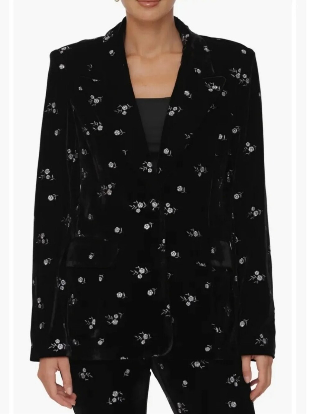 Avec Les Filles Floral Velvet Blazer